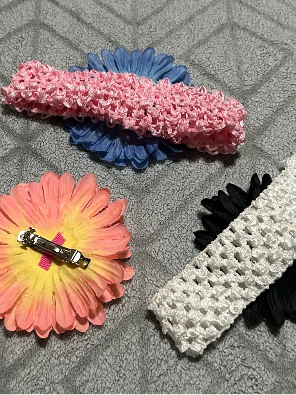 Girls Flower Headbands - White, Red, Purple, Brown, Pink